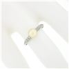 Image 3 : Antique Art Deco.900 Platinum Cultured Pearl Solitaire Single Cut Diamond Ring