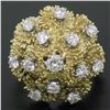 Image 6 : QUALITY Vintage 18K Gold 1.30 ctw Diamond Tiered Textured Cluster Cocktail Ring