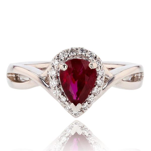 1.02 ctw UNHEATED Ruby and 0.14 ctw Diamond Platinum Ring (GIA CERTIFIED)
