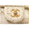 Image 5 : Chanel Beige White Canvas Tweed Medium Patchwork Jumbo Flap Shoulder Bag