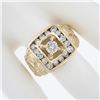 Image 3 : Men's Solid 14K Yellow Gold 1.26 ctw Diamond Solitaire & Halo Nugget Style Ring