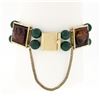 Image 3 : Lucien Piccard 14K Gold Carved Tigers Eye Trojan Green Chalcedony Beads Bracelet