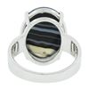 Image 7 : New 14k White Gold 18.2x13mm Oval Cabochon Gray Banded Agate Solitaire Ring