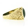 Image 5 : Vintage Mens 14K Yellow Gold Oval Cabochon Green Jade Sideways Nugget Band Ring
