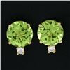 Image 2 : 14k Yellow Gold 2.86 ctw Round Green Peridot w/ Diamond Accent Stud Earrings