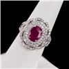 Image 2 : 2.66 ctw BURMESE Ruby and 1.28 ctw Diamond Platinum Ring (GIA CERTIFIED)
