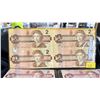 Image 2 : 9 ASSORTED CANADA 2 DOLLAR BANK NOTES