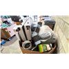 Image 2 : PALLET FILLED WITH - LUGGAGE, SMALL FOLDING TABLE, ASSORTED SHEET SETS, 60" ALL METAL CLOSET, OVER