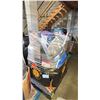 Image 2 : PALLET FILLED WITH - STORAGE TOTES, RUG, BACKPACK, EGG MAKER, WALL CLOCK, GARMENT RACK, LUGGAGE,