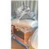 Image 1 : PALLET FILLED WITH - OUTDOOR PATIO CHAIRS, FOAM MATTRESS TOPPER, STORAGE SHELVES & MORE *MUST TAKE