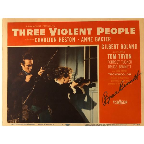 Three Violent People signed lobby card