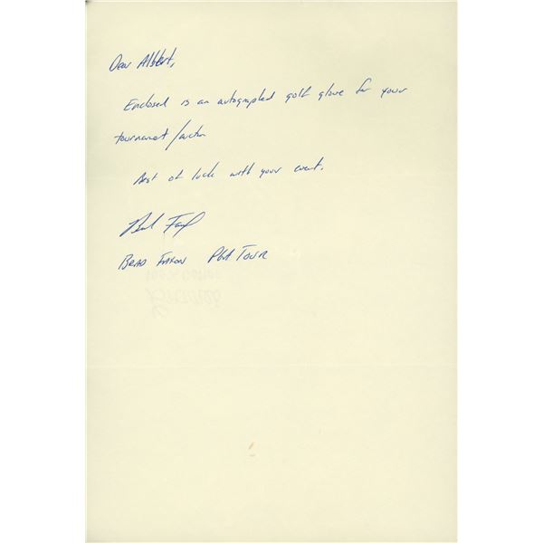 Golfer Brad Faxon handwritten signed letter