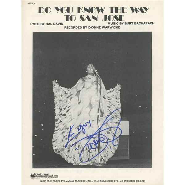 Dionne Warwick signed sheet music. GFA Authenticated