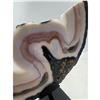 Image 10 : 10 INCH PINK AND BLACK UNQUIE NATURAL FORMATION AGATE SLICE
