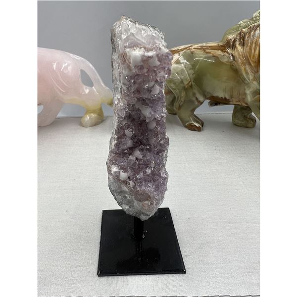 5.1 INCH AMETHSYT CLUSTER ON STAND ( BEAUTIFUL INCLUSION IN )