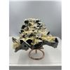 Image 1 : 8 X 8 INCH BLACK CRYSTAL WITH YELLOW CALCITE QUARTZ  SPECIMEN ON  STAND COLLECTOR PIECE