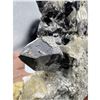 Image 9 : 8 X 8 INCH BLACK CRYSTAL WITH YELLOW CALCITE QUARTZ  SPECIMEN ON  STAND COLLECTOR PIECE