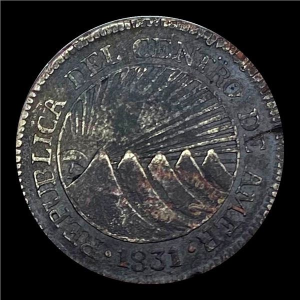 1831 Central American Republic 2 Reales LIGHTLY CIRCULATED