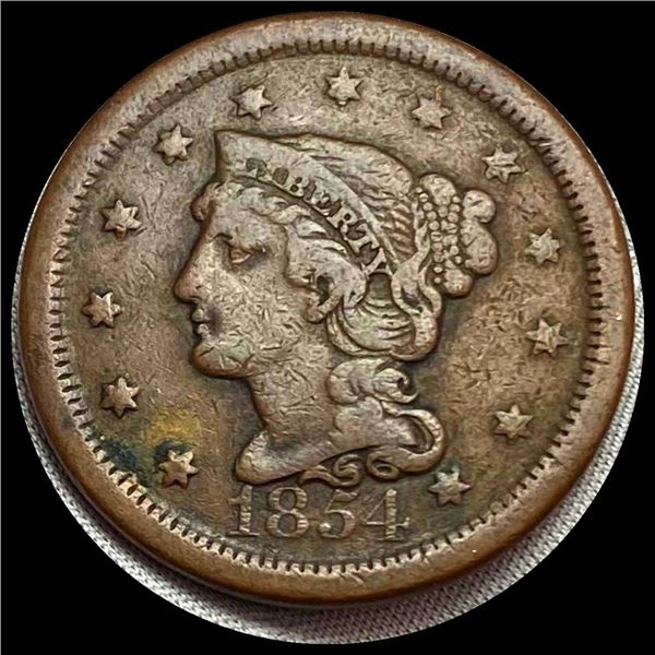 1854 Braided Hair Large Cent LIGHTLY CIRCULATED
