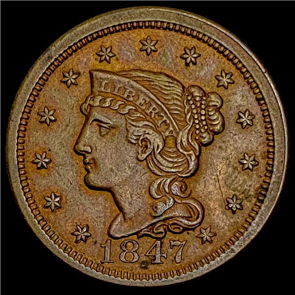 1847 Braided Hair Large Cent CLOSELY UNCIRCULATED CLOSELY UNCIRCULATED