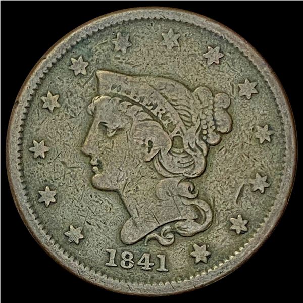 1841 Braided Hair Large Cent LIGHTLY CIRCULATED