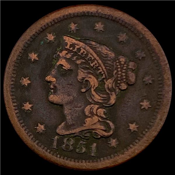 1851 Braided Hair Large Cent CLOSELY UNCIRCULATED CLOSELY UNCIRCULATED