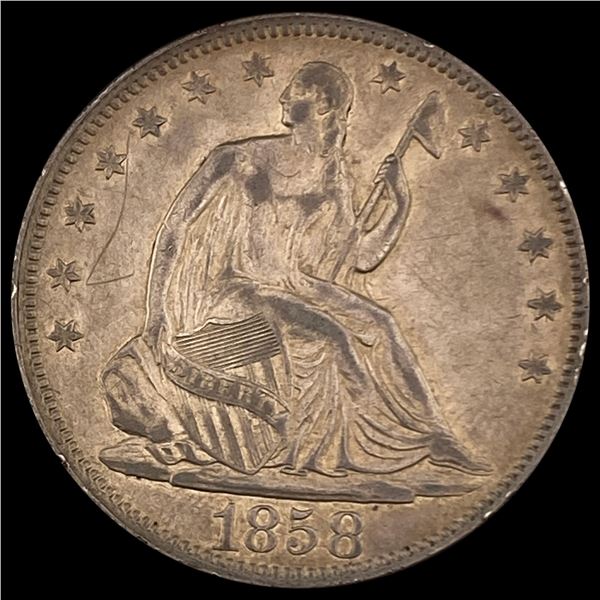1858 Seated Liberty Half Dollar CLOSELY UNCIRCULAT CLOSELY UNCIRCULATED