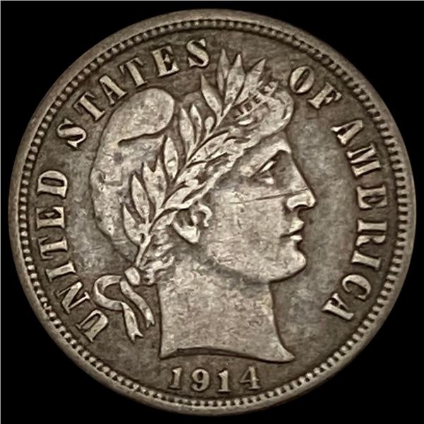 1914 Barber Dime NEARLY UNCIRCULATED