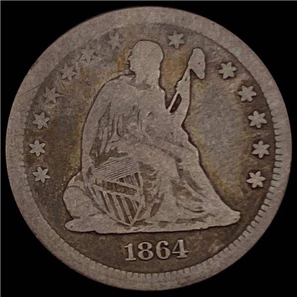 1864 Seated Liberty Quarter NICELY CIRCULATED