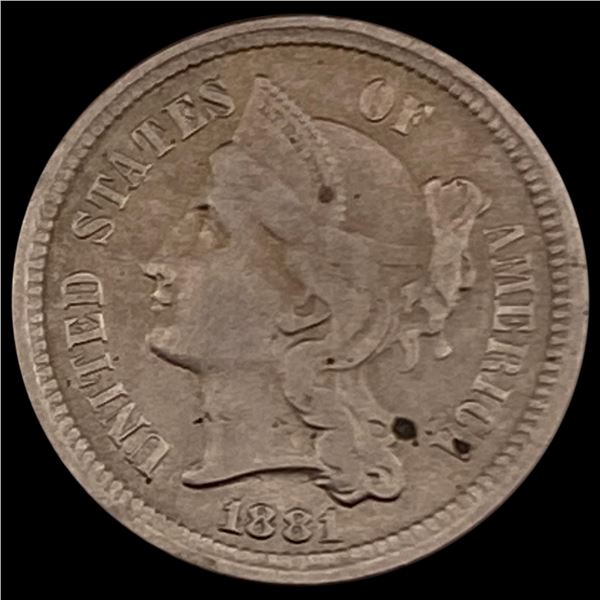 1881 Three-Cent Nickel CLOSELY UNCIRCULATED