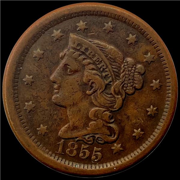 1855 Braided Hair Large Cent LIGHTLY CIRCULATED