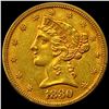 Image 1 : 1880 Liberty Head Half Eagle $5 CLOSELY UNCIRCULATED