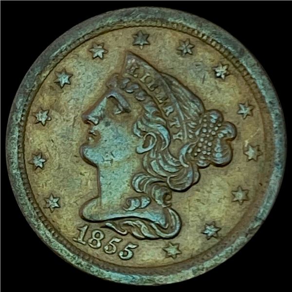 1855 Braided Hair Half Cent CLOSELY UNCIRCULATED CLOSELY UNCIRCULATED