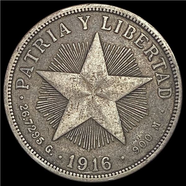 1916 CUBA PESO NEARLY UNCIRCULATED