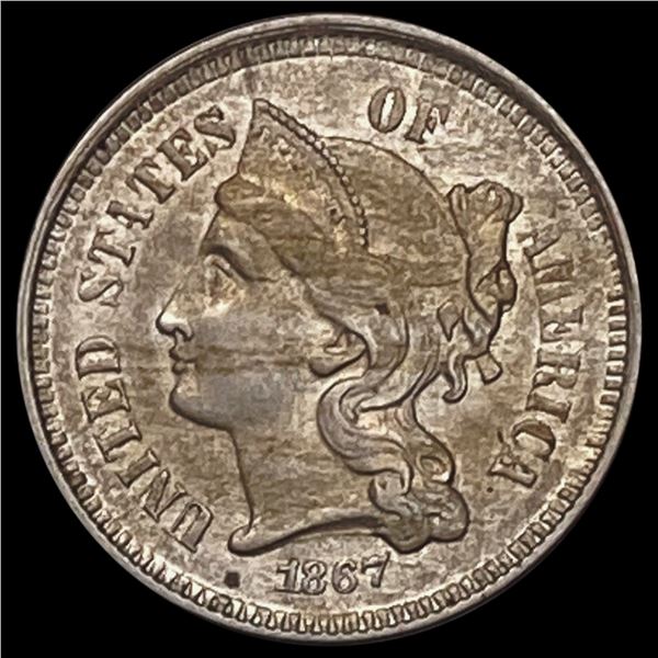 1867 Nickel Three Cent CLOSELY UNCIRCULATED