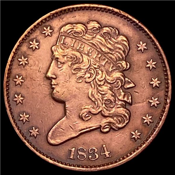 1834 RED Coronet Head Half Cent UNC