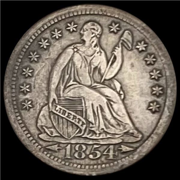 1854 Arrows Seated Liberty Half Dime CLOSELY UNCIRCULATED