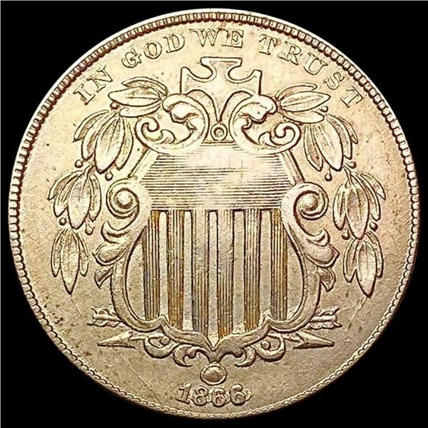 1866/1866 Repunched Date Shield Nickel CHOICE AU