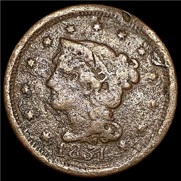 1851 Braided Hair Large Cent NICELY CIRCULATED