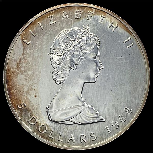 1988 Canada Silver Maple Leaf $5 GEM BU