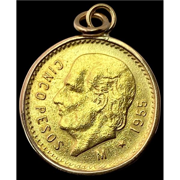 1955 Mexico 5 Pesos M Mint Mark HIGH GRADE