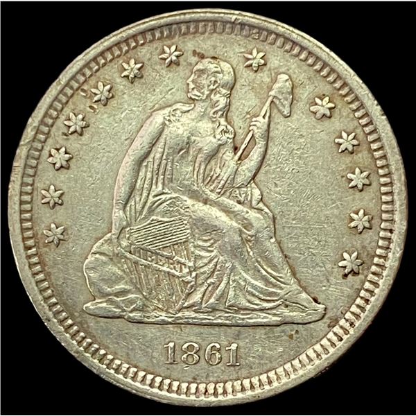 1861 Seated Liberty Quarter NEARLY UNCIRCULATED