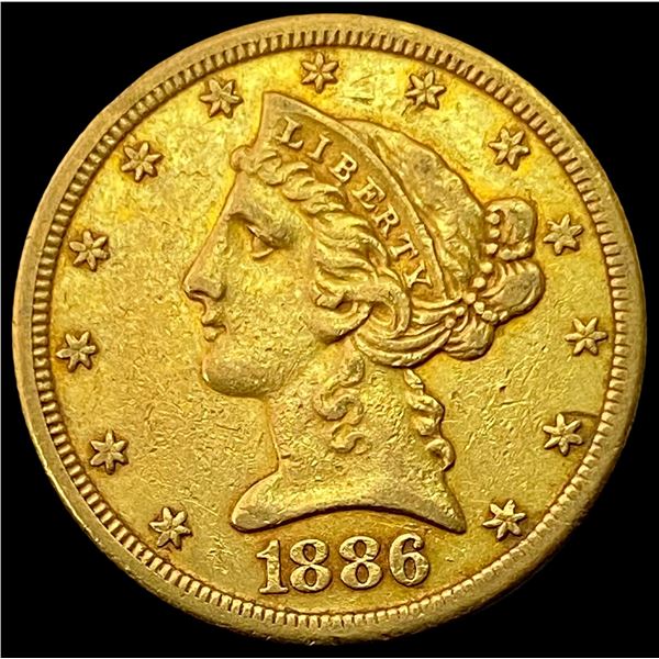 1886-S Liberty Head Half Eagle LIGHTLY CIRCULATED