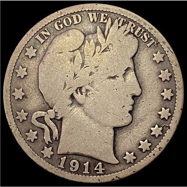 1914-S SILVER Barber Half Dollar LIGHTLY CIRCULATED
