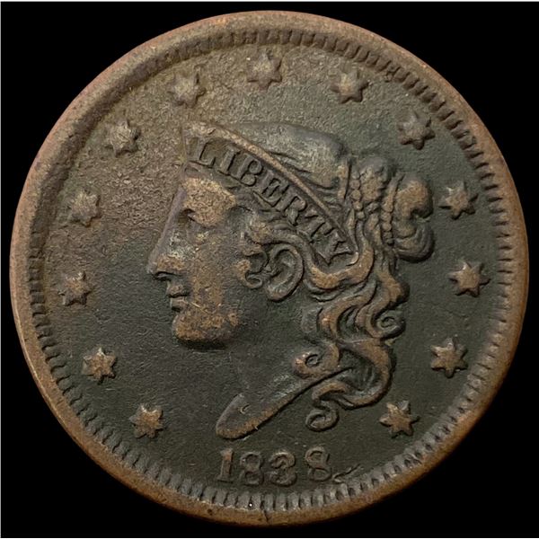 1838 Large Cent LIGHTLY CIRCULATED