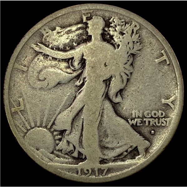 1917-D SILVER Walking Liberty Half Dollar LIGHTLY CIRCULATED