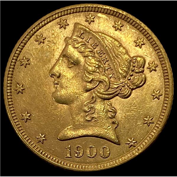 1900 GOLD $5 Liberty Head Half Eagle CHOICE BU