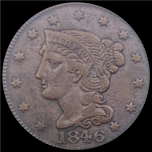 1846 Braided Hair Large Cent LIGHTLY CIRCULATED