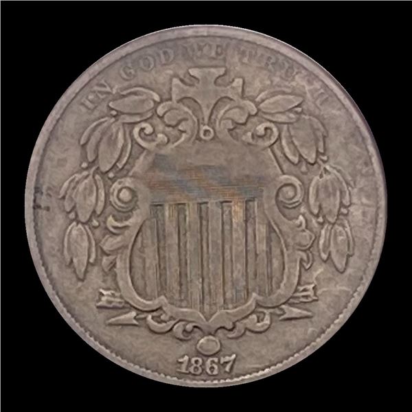 1867 Shield Nickel LIGHTLY CIRCULATED