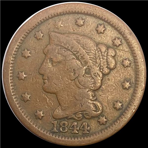 1844 Braided Hair Large Cent LIGHTLY CIRCULATED